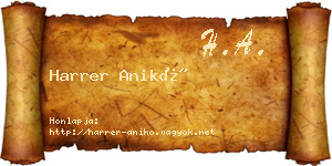 Harrer Anikó névjegykártya